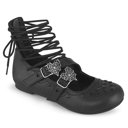 DemoniaCult Women's Flats DAISY-11 Blk Vegan Leather