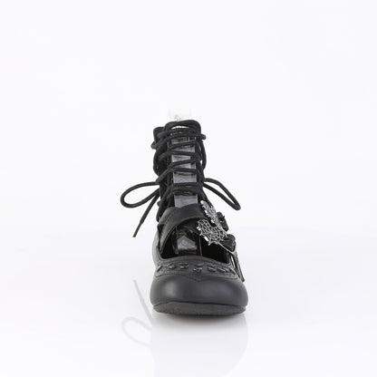 DemoniaCult Women's Flats DAISY-11 Blk Vegan Leather