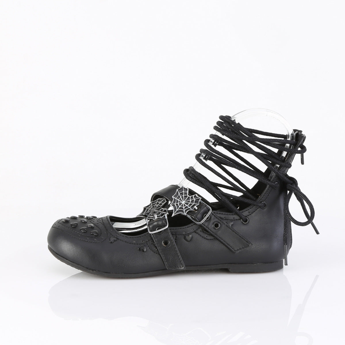 DemoniaCult Women's Flats DAISY-11 Blk Vegan Leather