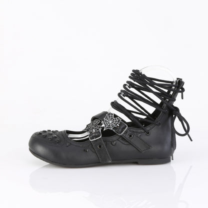 DemoniaCult Women's Flats DAISY-11 Blk Vegan Leather