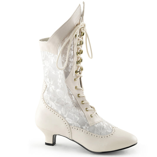 Funtasma Damen Knöchelstiefel DAME-115 Elfenbein PU-Spitze