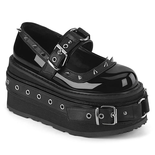 DemoniaCult Women's Heels & Platform Shoes DAMNED-20 Blk Pat-Vegan Leather