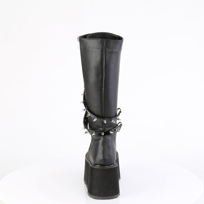 DemoniaCult Women's Mid-Calf & Knee High Boots DAMNED-220 Blk Vegan Leather