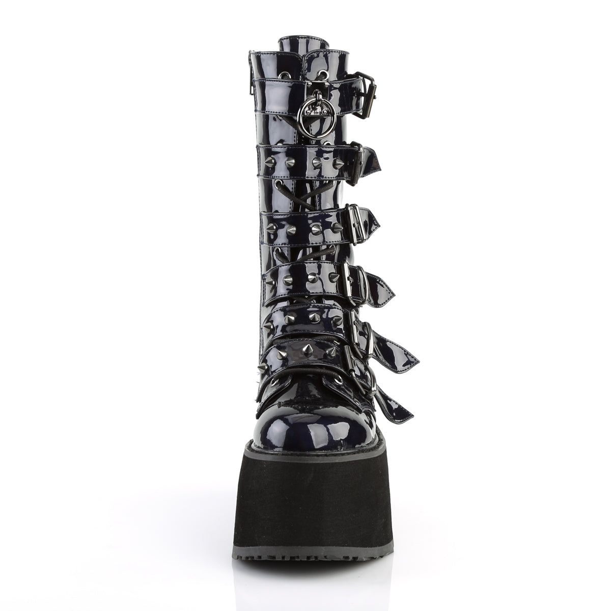 DemoniaCult Frauenstiefel DAMNED-225 BLK Hologramm veganes Leder