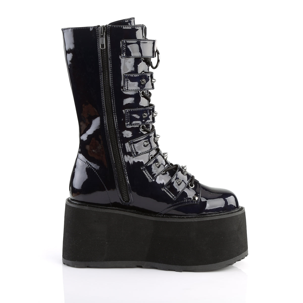 DemoniaCult Frauenstiefel DAMNED-225 BLK Hologramm veganes Leder