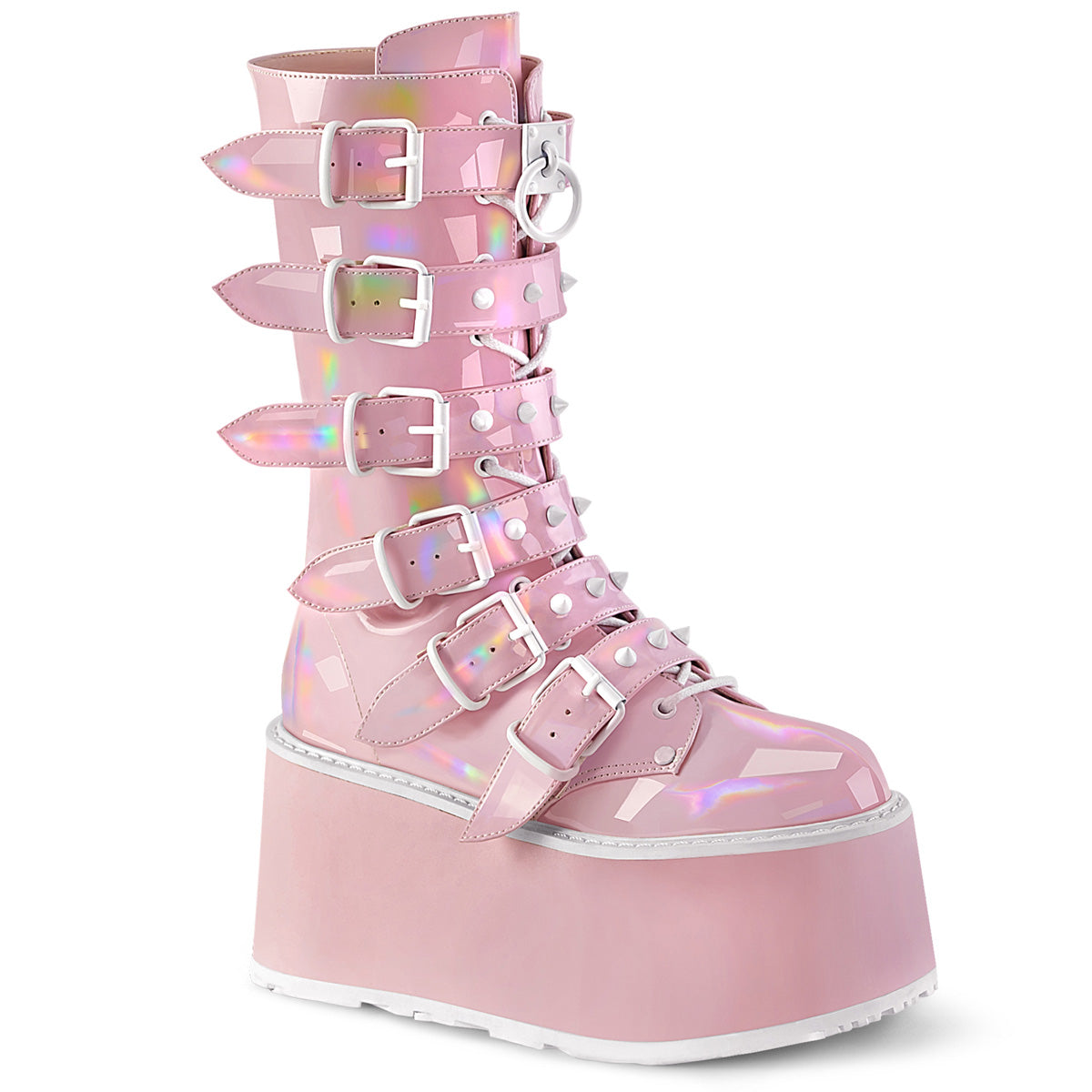 DemoniaCult  Stiefel DAMNED-225 B. Pink Holo Pat
