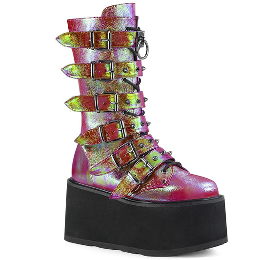 DemoniaCult Damen  DAMNED-225 rosa-grüne schillernde veganes Leder