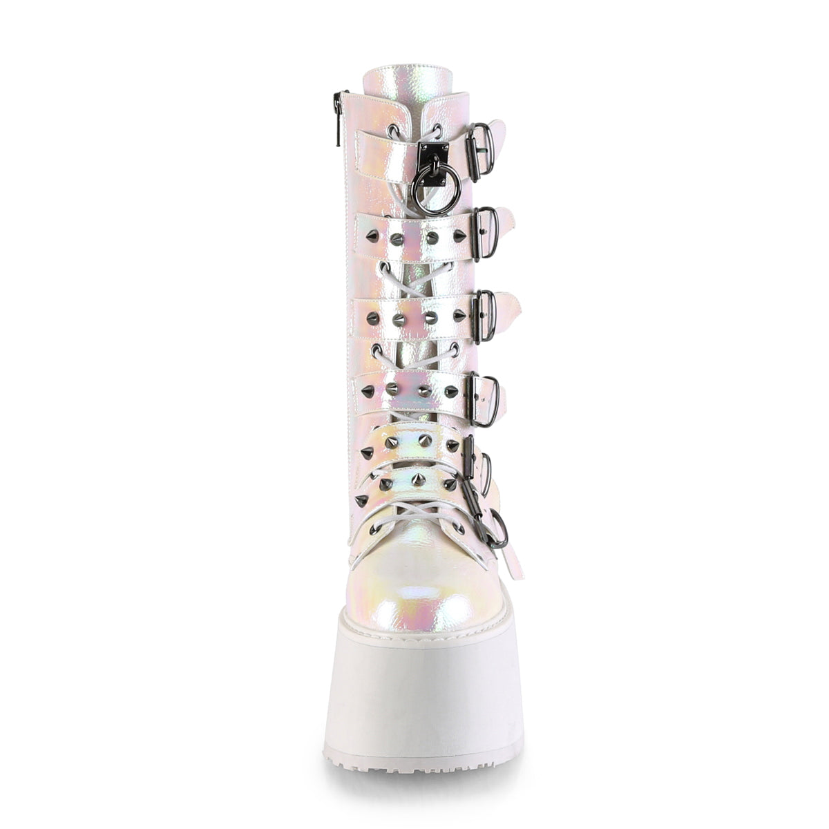 DemoniaCult Frauenstiefel DAMNED-225 Perle Irisierendes veganes Leder