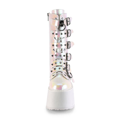 DemoniaCult Frauenstiefel DAMNED-225 Perle Irisierendes veganes Leder