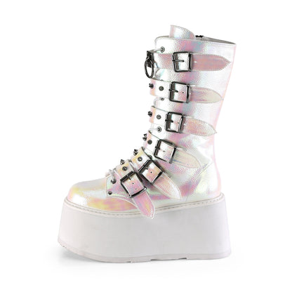 DemoniaCult Frauenstiefel DAMNED-225 Perle Irisierendes veganes Leder