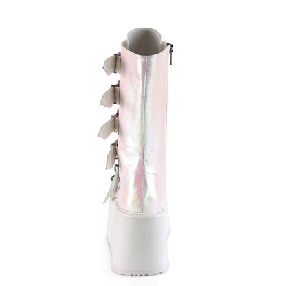DemoniaCult Frauenstiefel DAMNED-225 Perle Irisierendes veganes Leder