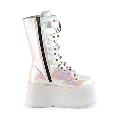 DemoniaCult Frauenstiefel DAMNED-225 Perle Irisierendes veganes Leder