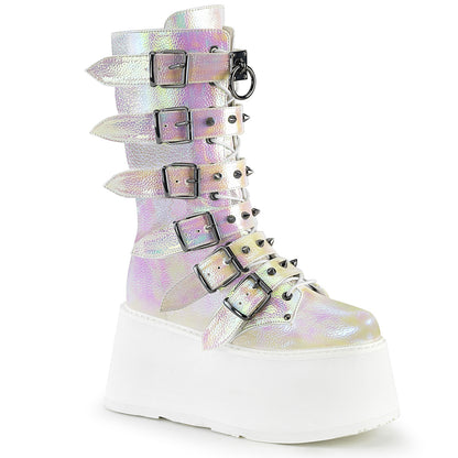 DemoniaCult Frauenstiefel DAMNED-225 Perle Irisierendes veganes Leder