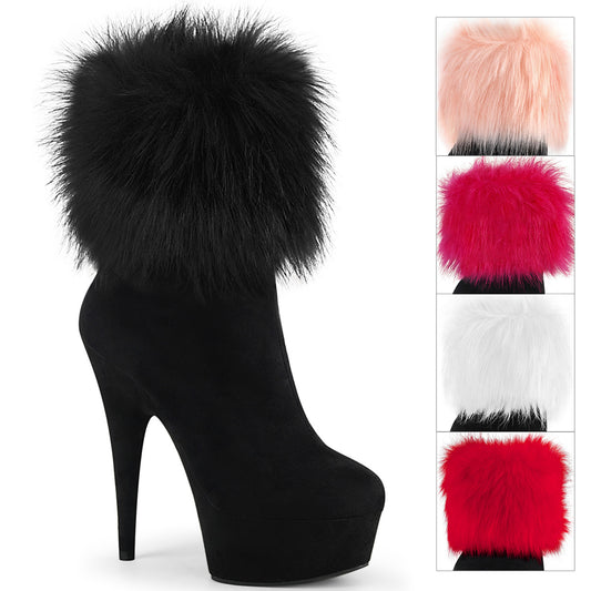 Pleaser Womens Ankle Boots DELIGHT-1000 Blk Faux Suede/Blk Faux Suede