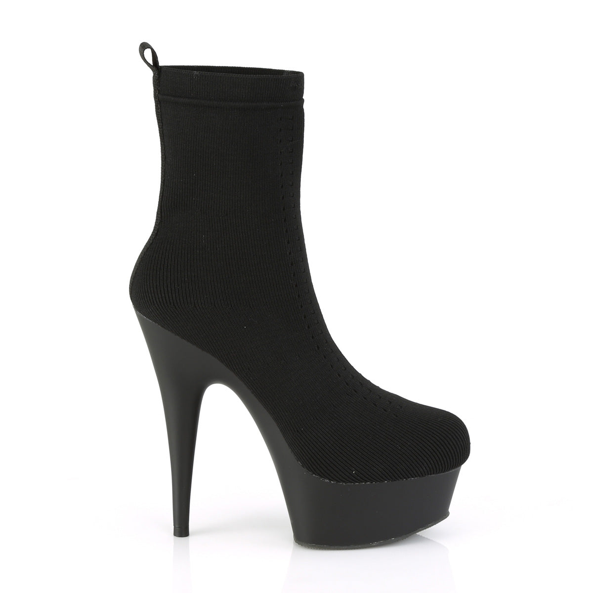 Pleaser Damen Knöchelstiefel DELIGHT-1002-1 BLK-Stretch-Strickstoff / BLK Matte