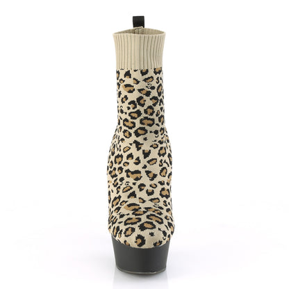 Pleaser Damen Knöchelstiefel DELIGHT-1002lp Tan str. Leopard Print Stoff / BLK Matte