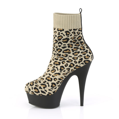 Pleaser Damen Knöchelstiefel DELIGHT-1002lp Tan str. Leopard Print Stoff / BLK Matte