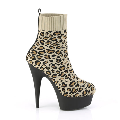 Pleaser Damen Knöchelstiefel DELIGHT-1002lp Tan str. Leopard Print Stoff / BLK Matte