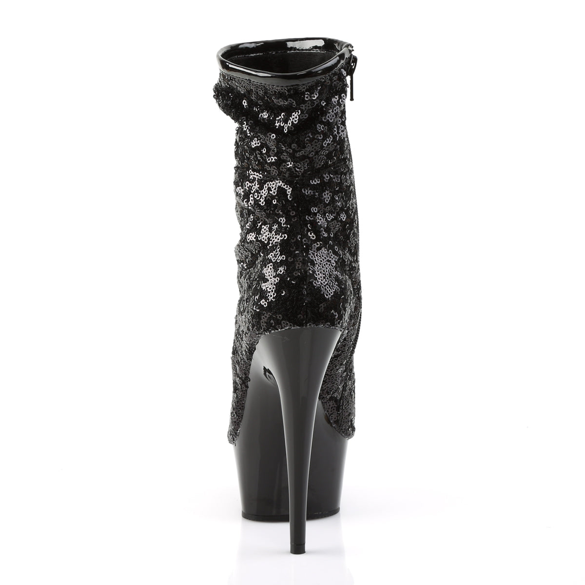 Pleaser Damen Knöchelstiefel DELIGHT-1008SQ BLK Pailletten / dunkler Zinn Chrom