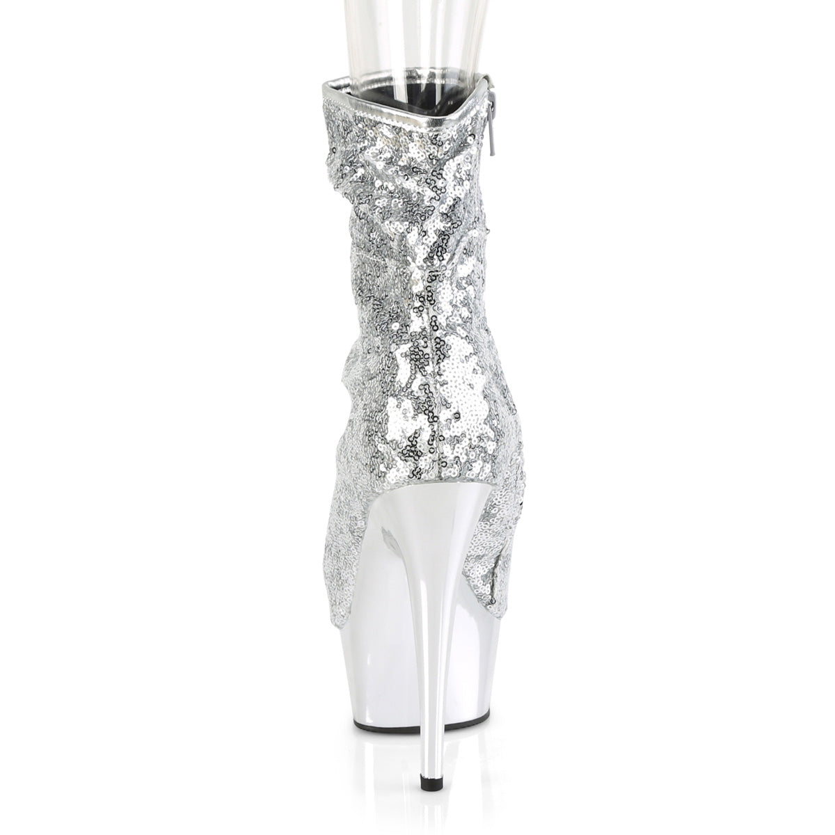 Pleaser Damen Knöchelstiefel DELIGHT-1008SQ SLV-Pailletten / SLV-Chrom