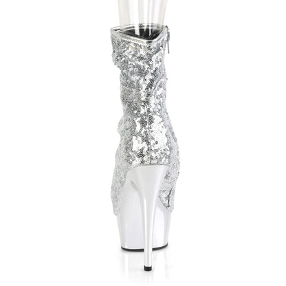Pleaser Damen Knöchelstiefel DELIGHT-1008SQ SLV-Pailletten / SLV-Chrom