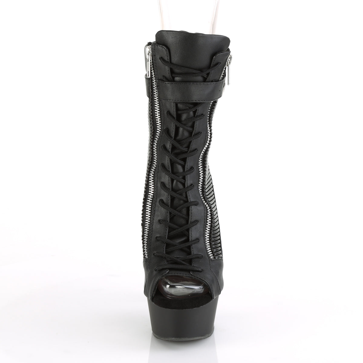 Pleaser Damen Knöchelstiefel DELIGHT-1016-1 BLK Faux Leder / BLK Matte