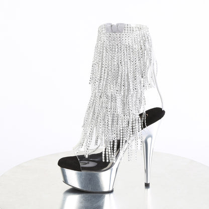 Pleaser Damen Knöchelstiefel DELIGHT-1017RSF CLR-SLV / SLV-Chrom