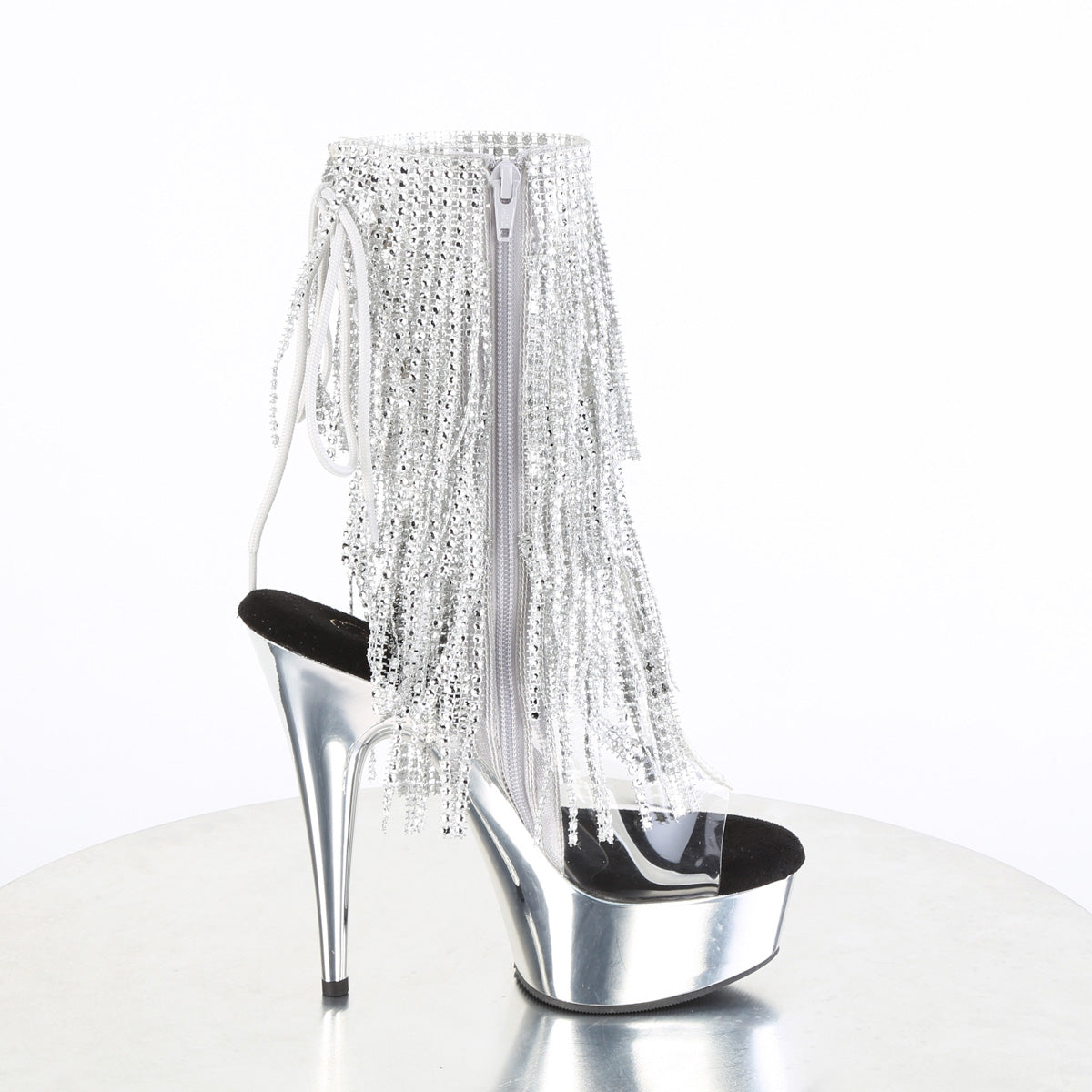 Pleaser Damen Knöchelstiefel DELIGHT-1017RSF CLR-SLV / SLV-Chrom