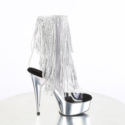 Pleaser Damen Knöchelstiefel DELIGHT-1017RSF CLR-SLV / SLV-Chrom