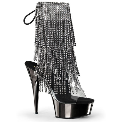 Pleaser Damen Knöchelstiefel DELIGHT-1017RSF CLR-BLK / Dark Pewter Chrome