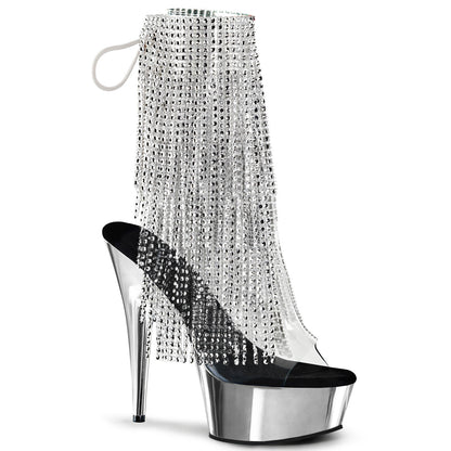 Pleaser Damen Knöchelstiefel DELIGHT-1017RSF CLR-SLV / SLV-Chrom