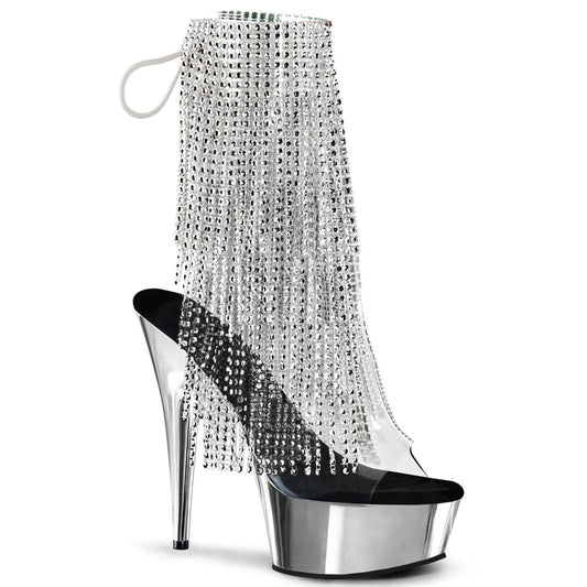 Pleaser Womens Ankle Boots DELIGHT-1017RSF Clr-Slv/Slv Chrome