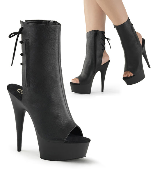 Pleaser Womens Ankle Boots DELIGHT-1018 Blk Faux Leather/Blk
