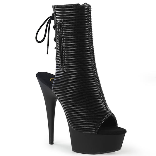 Pleaser Womens Ankle Boots DELIGHT-1018 Blk Quilted Faux Leather/Blk Matte