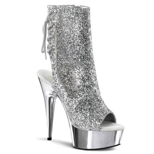 Pleaser Womens Ankle Boots DELIGHT-1018G Slv Gltr/Slv Chrome