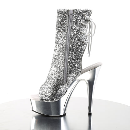 Pleaser Damen Knöchelstiefel DELIGHT-1018g SLV Gltr / Slv Chrome