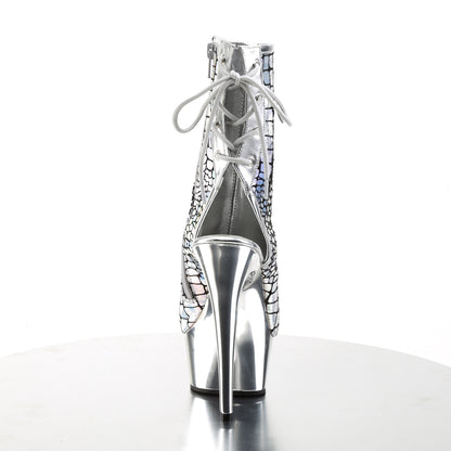 Pleaser Womens Ankle Boots DELIGHT-1018HG Slv Hologram Ostrich Pu/Slv Chrome