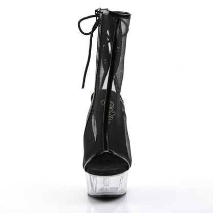 Pleaser Damen Knöchelstiefel DELIGHT-1018MSH BLK Pat-Mesh / CLR