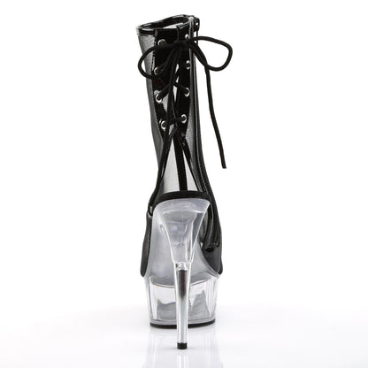 Pleaser Damen Knöchelstiefel DELIGHT-1018MSH BLK Pat-Mesh / CLR