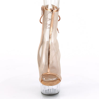 Pleaser Womens Ankle Boots DELIGHT-1018MSH Rose Gold Metallic Pu-Mesh/Clr