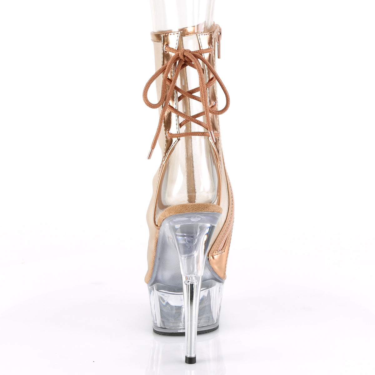 Pleaser Damen Knöchelstiefel DELIGHT-1018MSH ROSE GOLD Metallic PU-MESH / CLR