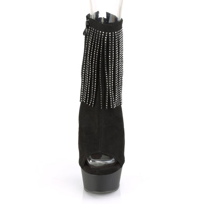 Pleaser Damen Knöchelstiefel DELIGHT-1018RSF BLK Faux Wildleder / BLK Matte