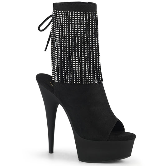Pleaser Damen Knöchelstiefel DELIGHT-1018RSF BLK Faux Wildleder / BLK Matte