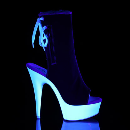 Pleaser Damen Knöchelstiefel DELIGHT-1018SK BLK Leinwand / Neonweiß