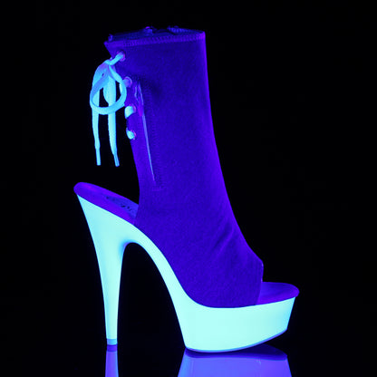 Pleaser Damen Knöchelstiefel DELIGHT-1018SK Denim Blue Leinwand / Neonweiß