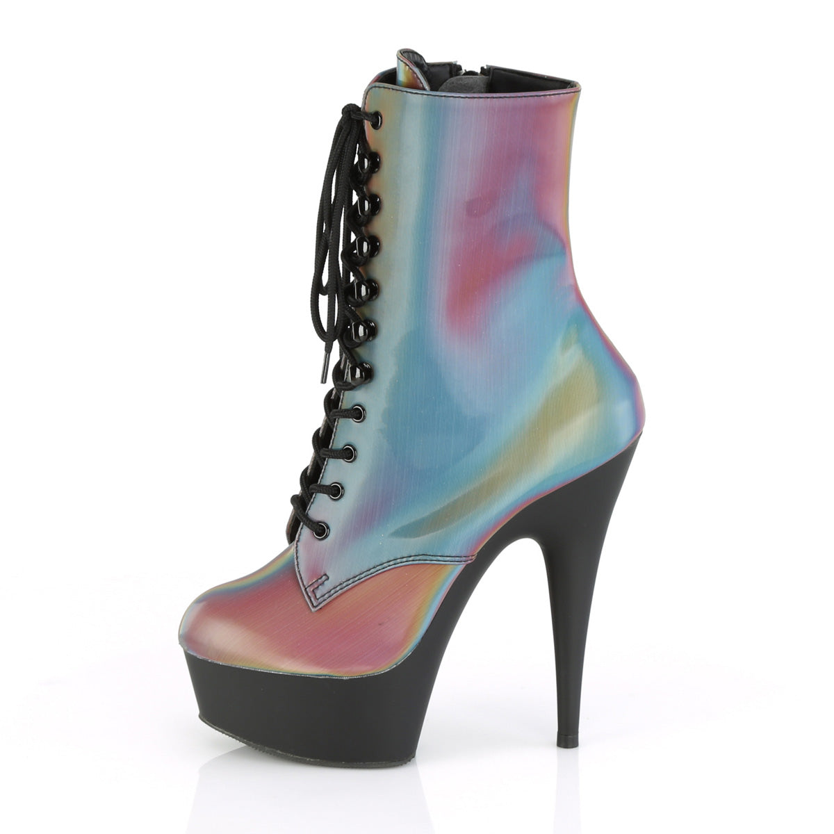 Pleaser Damen Knöchelstiefel DELIGHT-1020Refl. Rainbow Reflektierend / blk matt