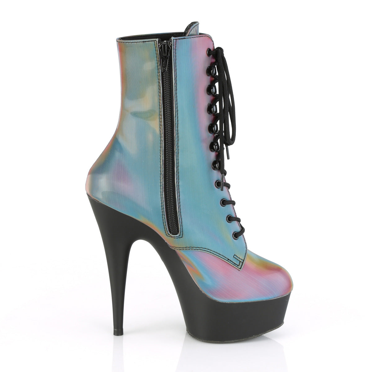Pleaser Damen Knöchelstiefel DELIGHT-1020Refl. Rainbow Reflektierend / blk matt