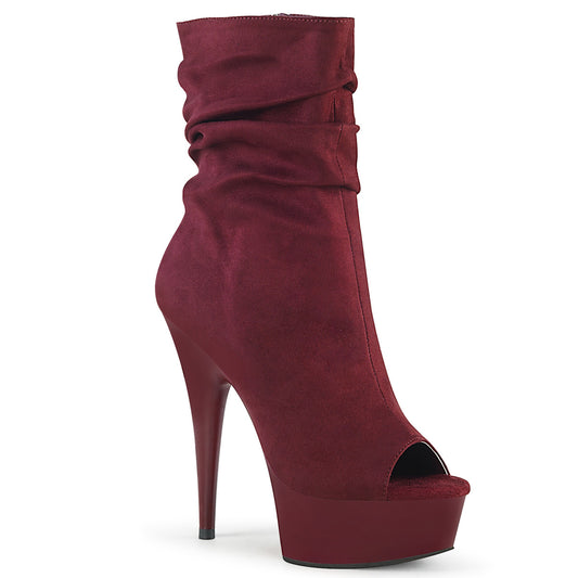 Pleaser Damen Knöchelstiefel DELIGHT-1031 Burgund Faux Wildleder / Burgund Matt