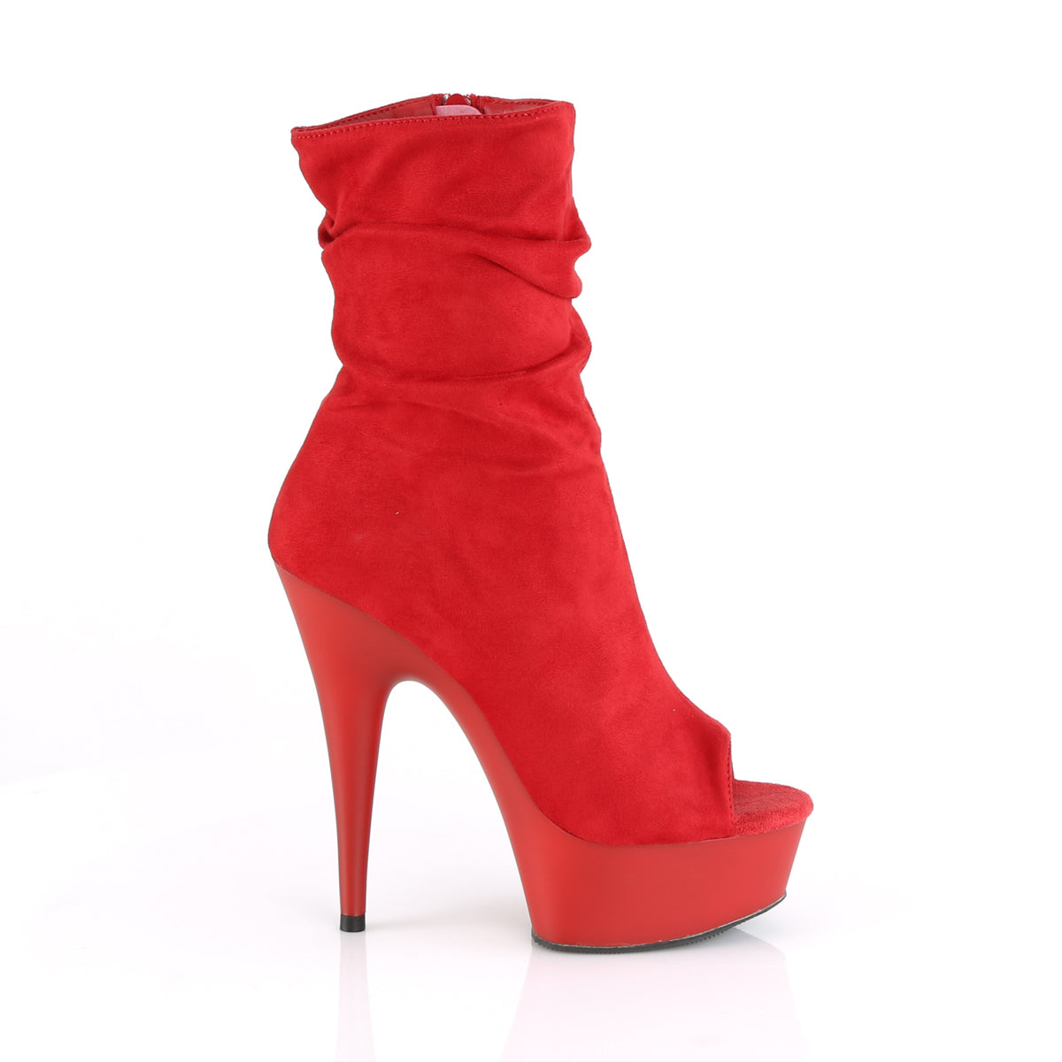 Pleaser Womens Ankle Boots DELIGHT-1031 Red Faux Suede/Red Matte