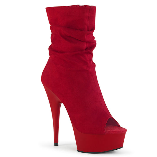 Pleaser Damen Knöchelstiefel DELIGHT-1031 Red Faux Wildleder / Rotmatte